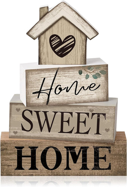 Moucuny 4 Pcs Christmas Table Decorations Indoor, Hot Cocoa Wood Block Sign