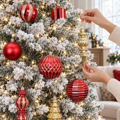 JOICEE 118Pcs Christmas Balls Ornaments Set for Christmas Tree Decorations