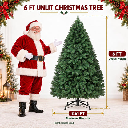 GarveeTech 6ft Artificial Christmas Tree, Realistic Full Unlit Décor