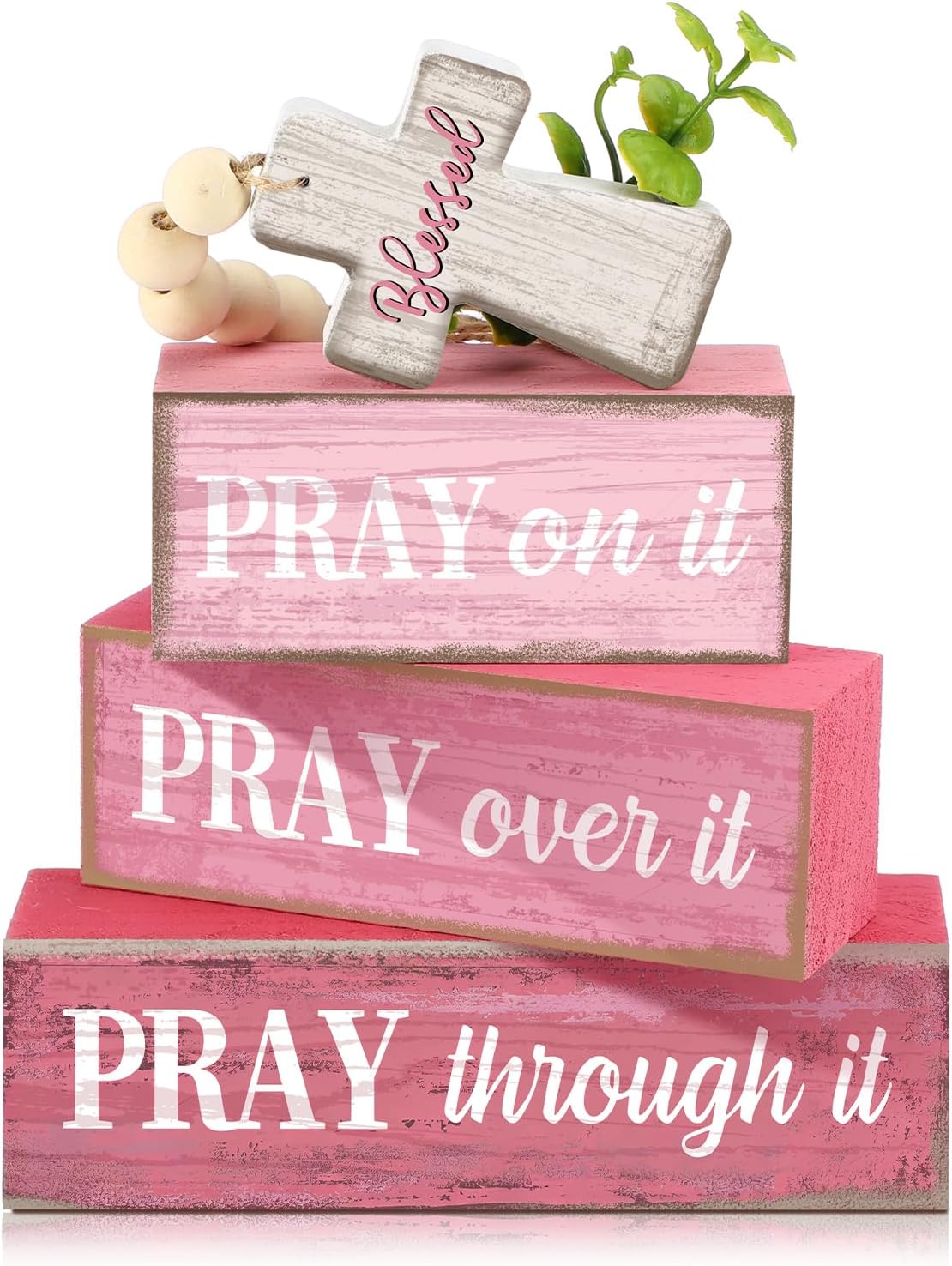 Moucuny 4 Pcs Christmas Table Decorations Indoor, Hot Cocoa Wood Block Sign