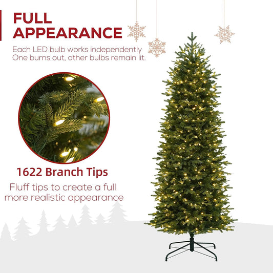 Hykolity 6 ft Prelit Pencil Christmas Tree with 300 Warm White LEDs