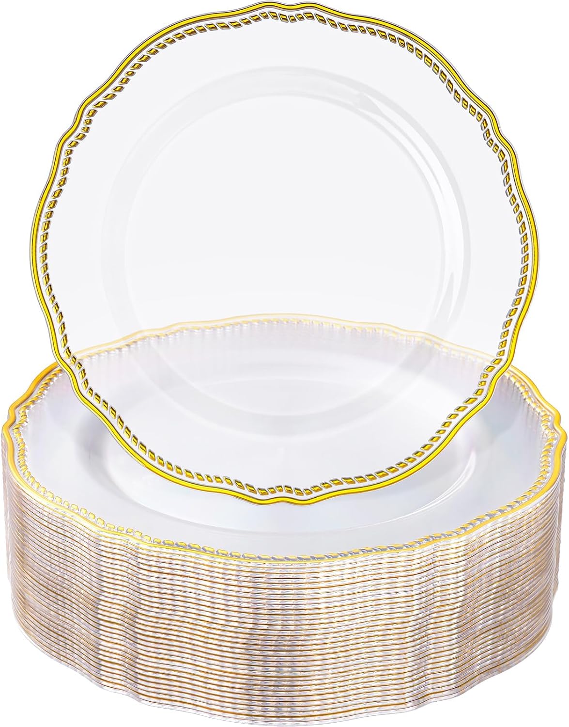 Hioasis 60 Pcs Red Gold Dessert Plates for Christmas