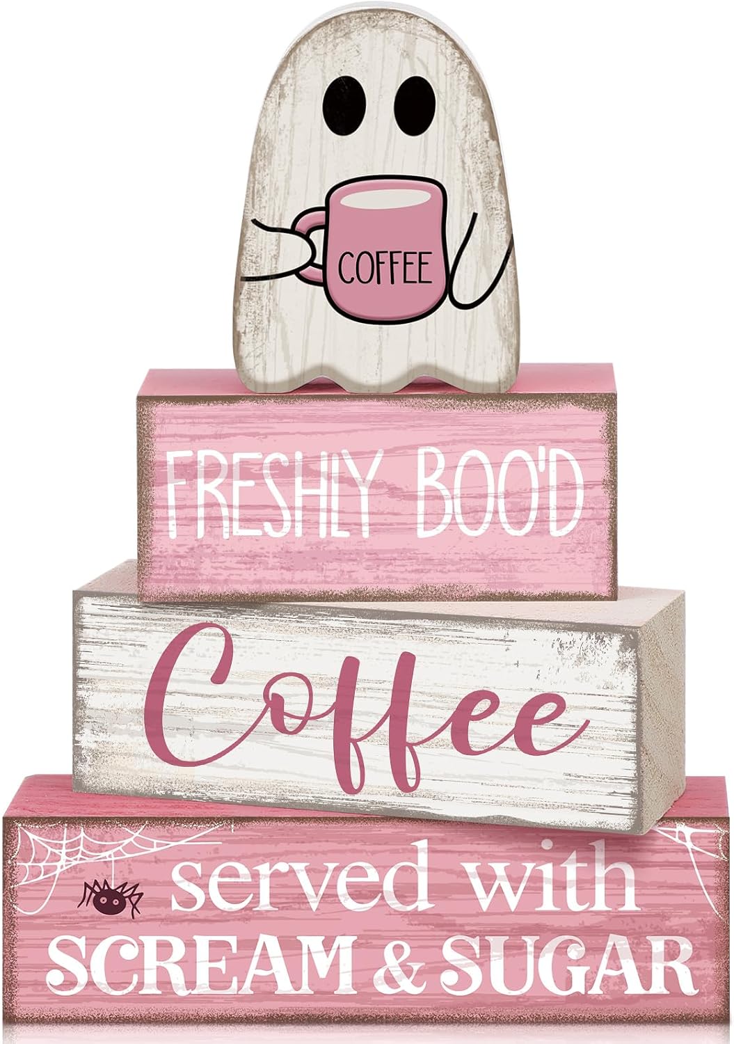 Moucuny 4 Pcs Christmas Table Decorations Indoor, Hot Cocoa Wood Block Sign