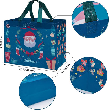 Heetobcos 12 Pack Christmas Gift Bags 13” Large Reusable Tote Bags