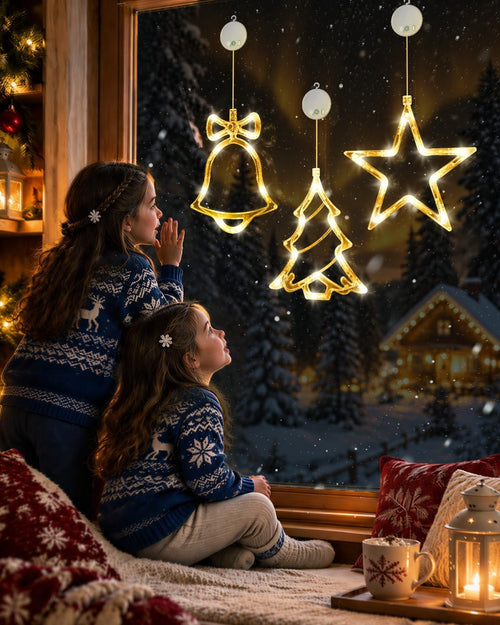 Christmas Decorations, 3 Pack Rechargeable Christmas Window Lights