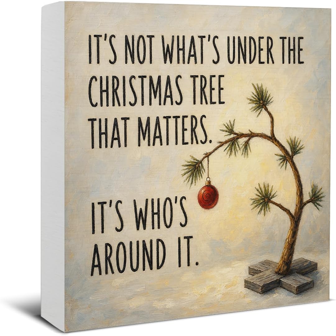 Christmas Bathroom Decorations, Funny Christmas Wood Sign Decor 5x5 Inches