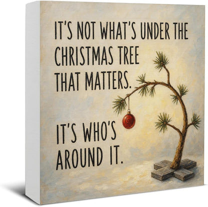 Christmas Bathroom Decorations, Funny Christmas Wood Sign Decor 5x5 Inches