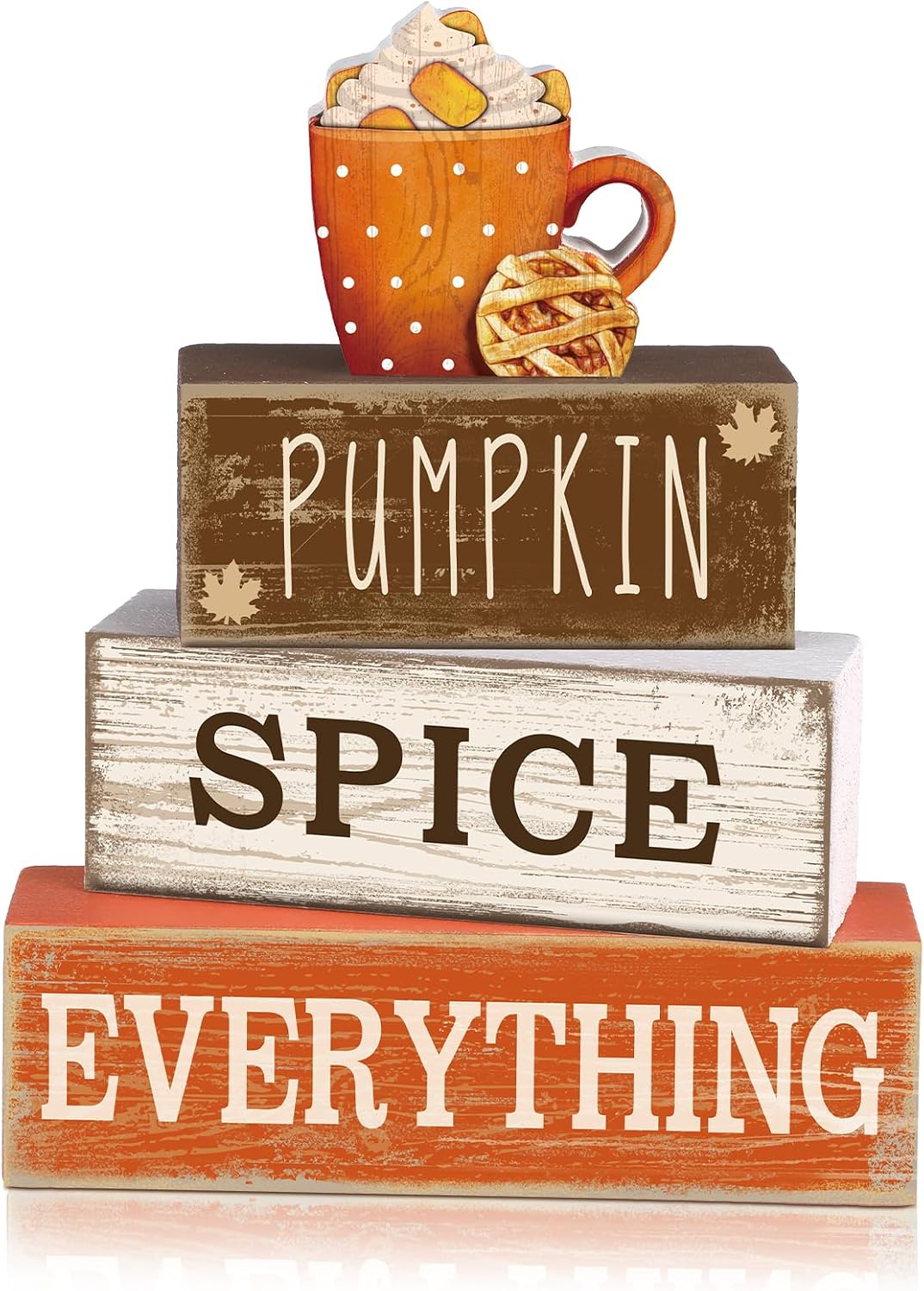Moucuny 4 Pcs Christmas Table Decorations Indoor, Hot Cocoa Wood Block Sign