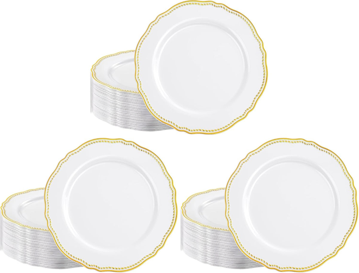 Hioasis 60 Pcs Red Gold Dessert Plates for Christmas