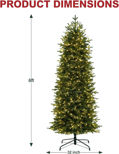 Hykolity 6 ft Prelit Pencil Christmas Tree with 300 Warm White LEDs