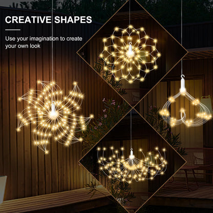 Firework String Light 5 Pack 200 LED 8 Modes Starburst Warm White