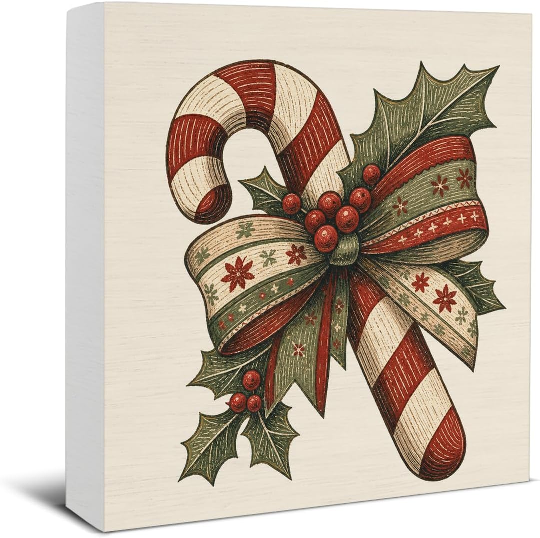 Christmas Bathroom Decorations, Funny Christmas Wood Sign Decor 5x5 Inches