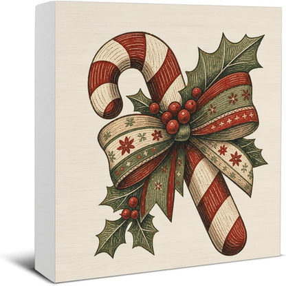 Christmas Bathroom Decorations, Funny Christmas Wood Sign Decor 5x5 Inches