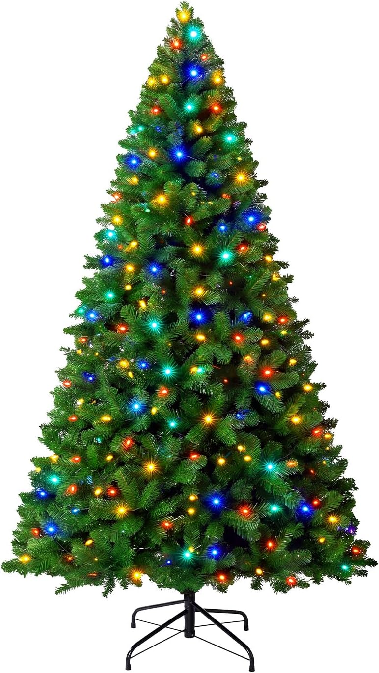 DUMOS 4.5 Ft Pre-Lit Christmas Tree, Artificial Xmas Tree, Green