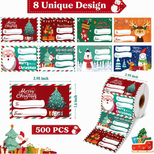 OHOME 500 PCS Christmas Gift Tags - Gift Tags for Christmas Presents | Christmas Gift for Women Mom Men - Christmas Wrapping Paper - Christmas Decorations,2.95 x 1.6 Inch