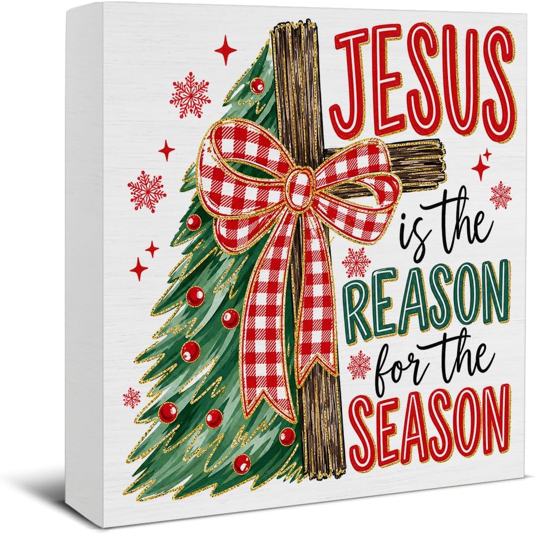 Christmas Bathroom Decorations, Funny Christmas Wood Sign Decor 5x5 Inches
