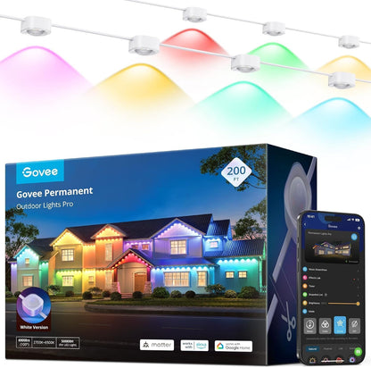 Govee Permanent Outdoor Lights Pro, 200ft with 120 RGBIC LED Lights, Black