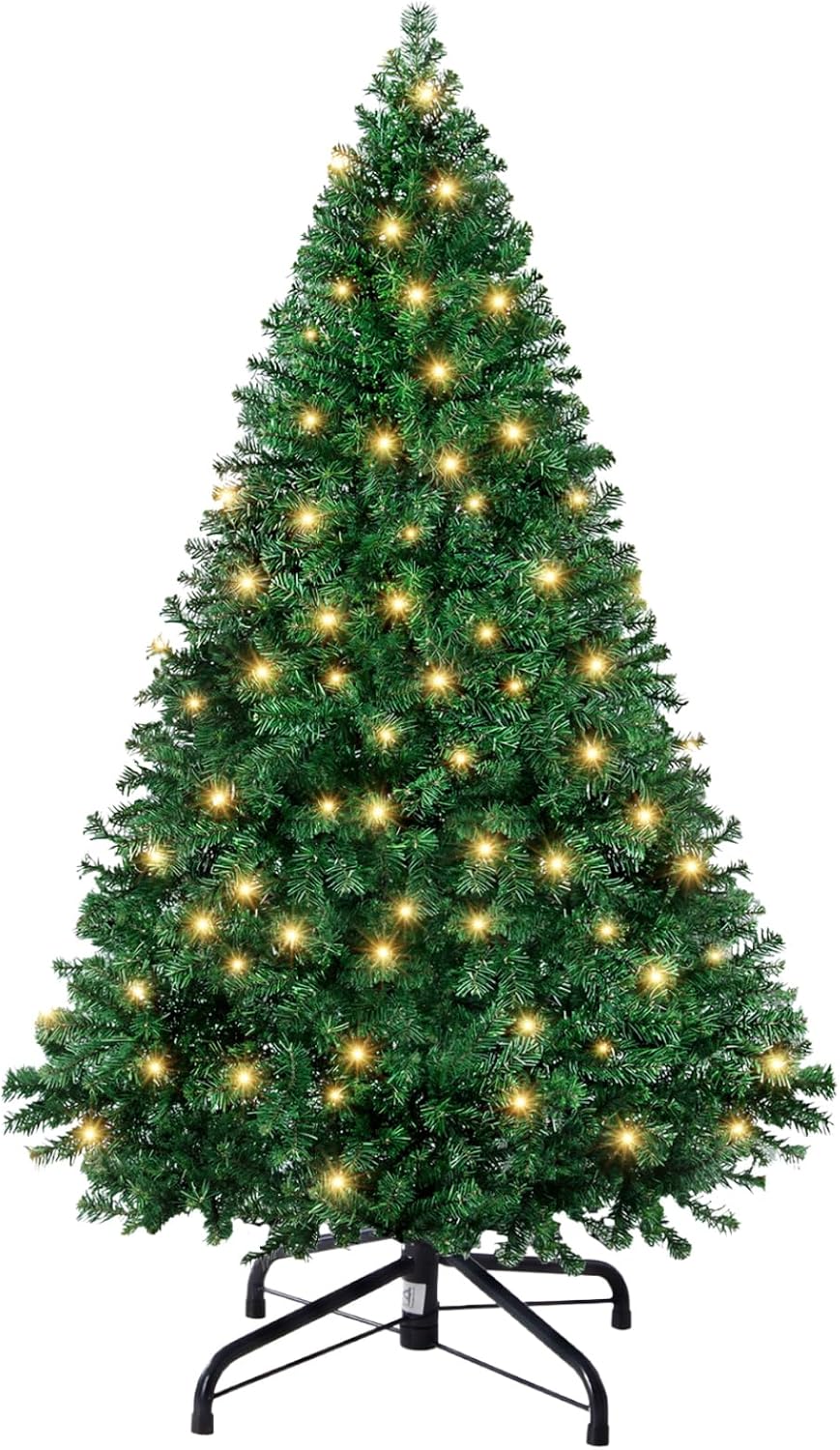 DUMOS 4.5 Ft Pre-Lit Christmas Tree, Artificial Xmas Tree, Green