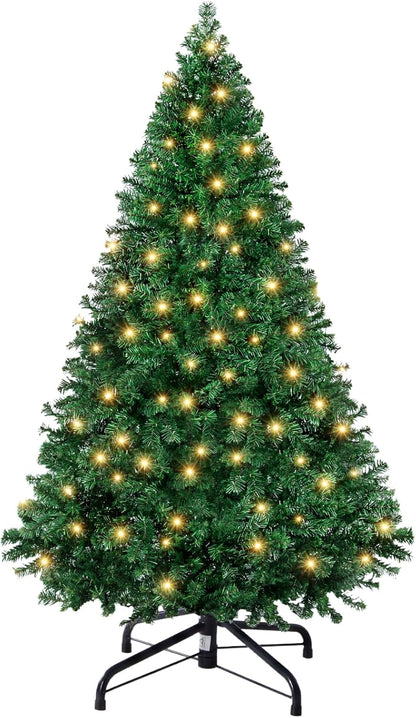 DUMOS 4.5 Ft Pre-Lit Christmas Tree, Artificial Xmas Tree, Green