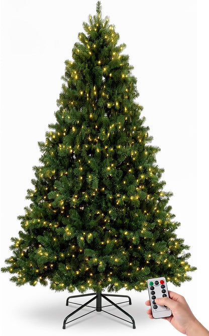 6FT Pre-Lit Artificial Christmas Tree, 300 LED Lights, 900 PVC Branch Tips