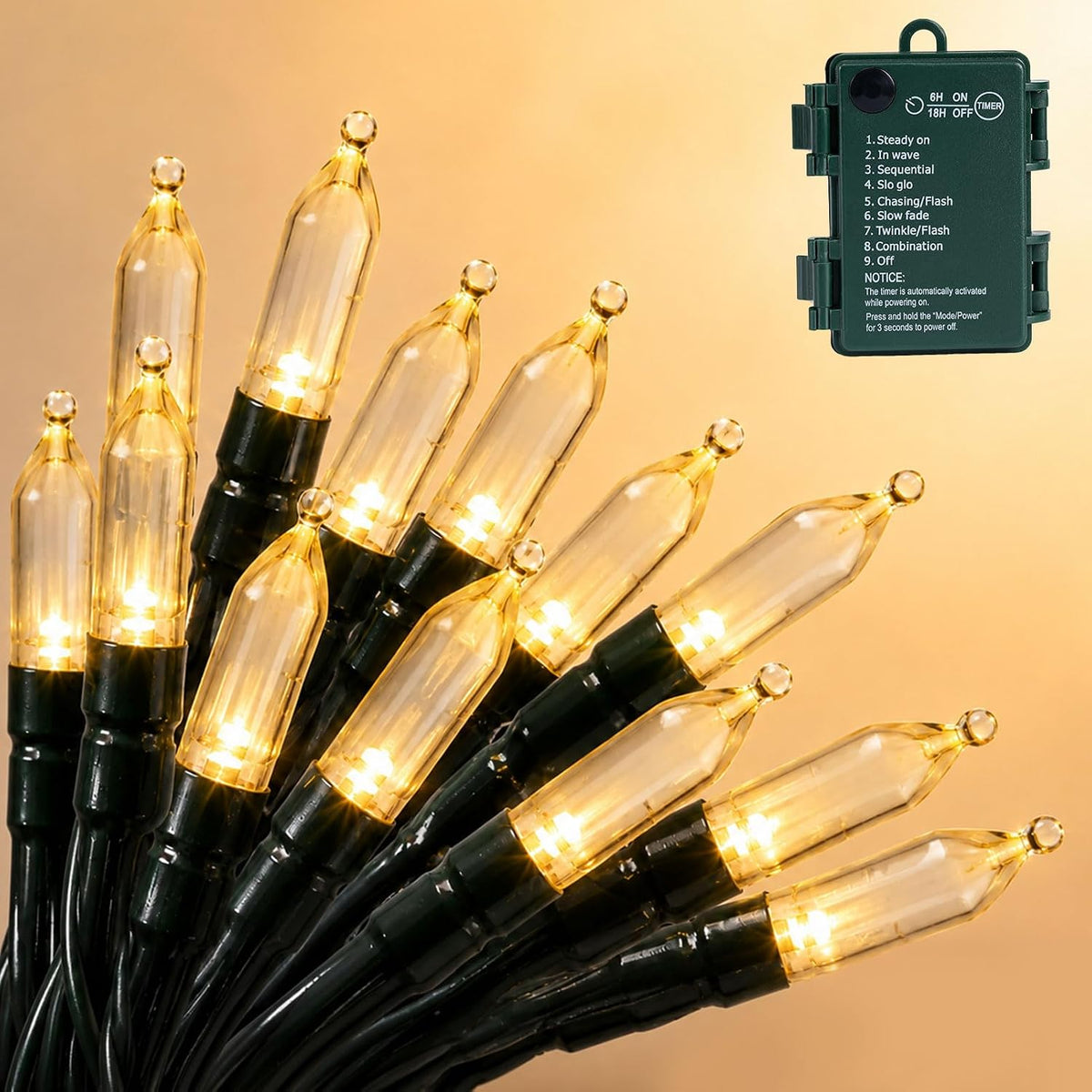 LED Battery Operated Christmas Lights Indoor Outdoor 18ft 4Pack Mini Lights