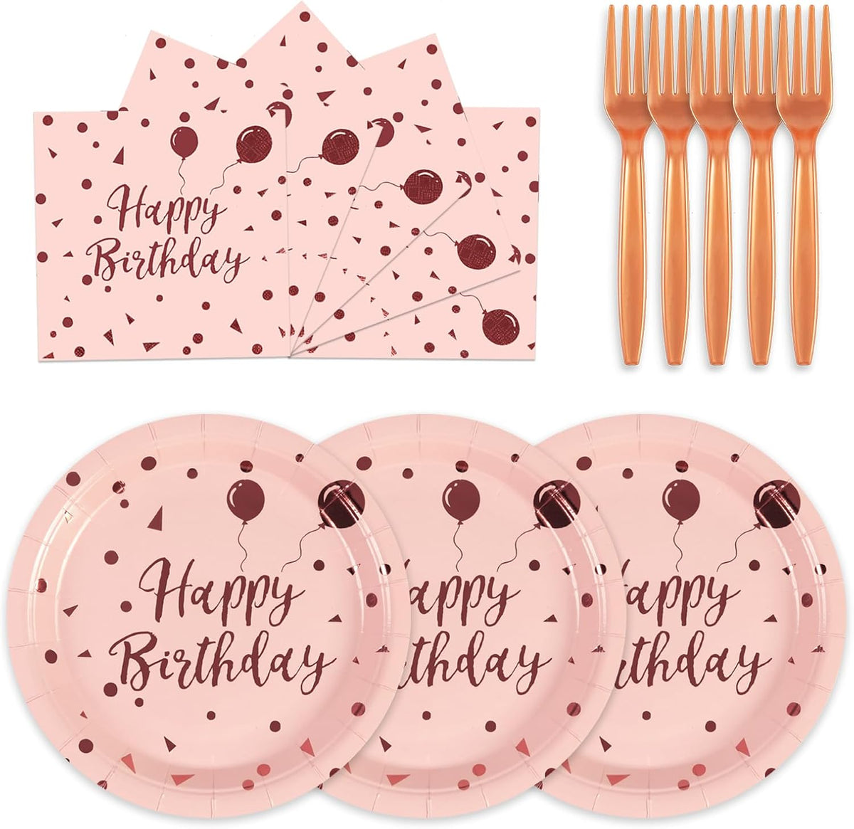 Paper Plates and Napkins Set, Red and Gold Dot, 75PCS, Serves 25