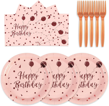 Paper Plates and Napkins Set, Red and Gold Dot, 75PCS, Serves 25