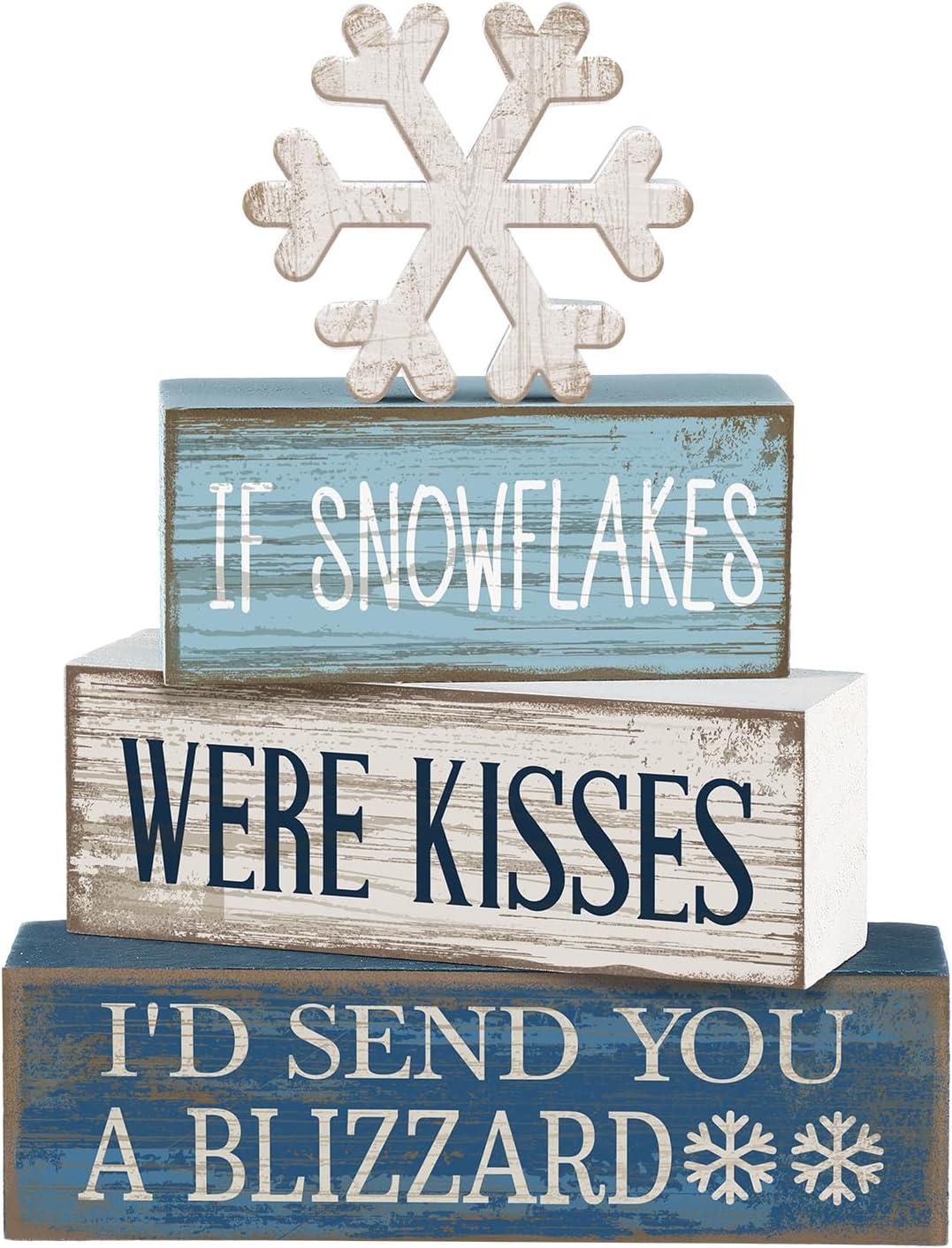 Moucuny 4 Pcs Christmas Table Decorations Indoor, Hot Cocoa Wood Block Sign
