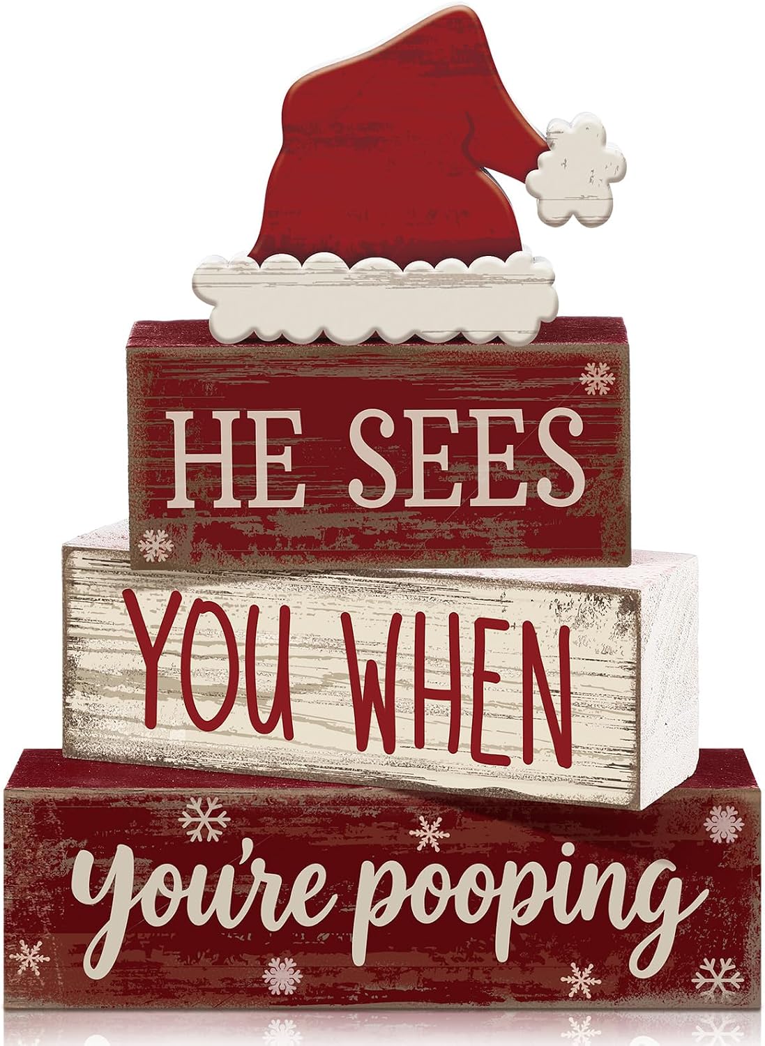 Moucuny 4 Pcs Christmas Table Decorations Indoor, Hot Cocoa Wood Block Sign