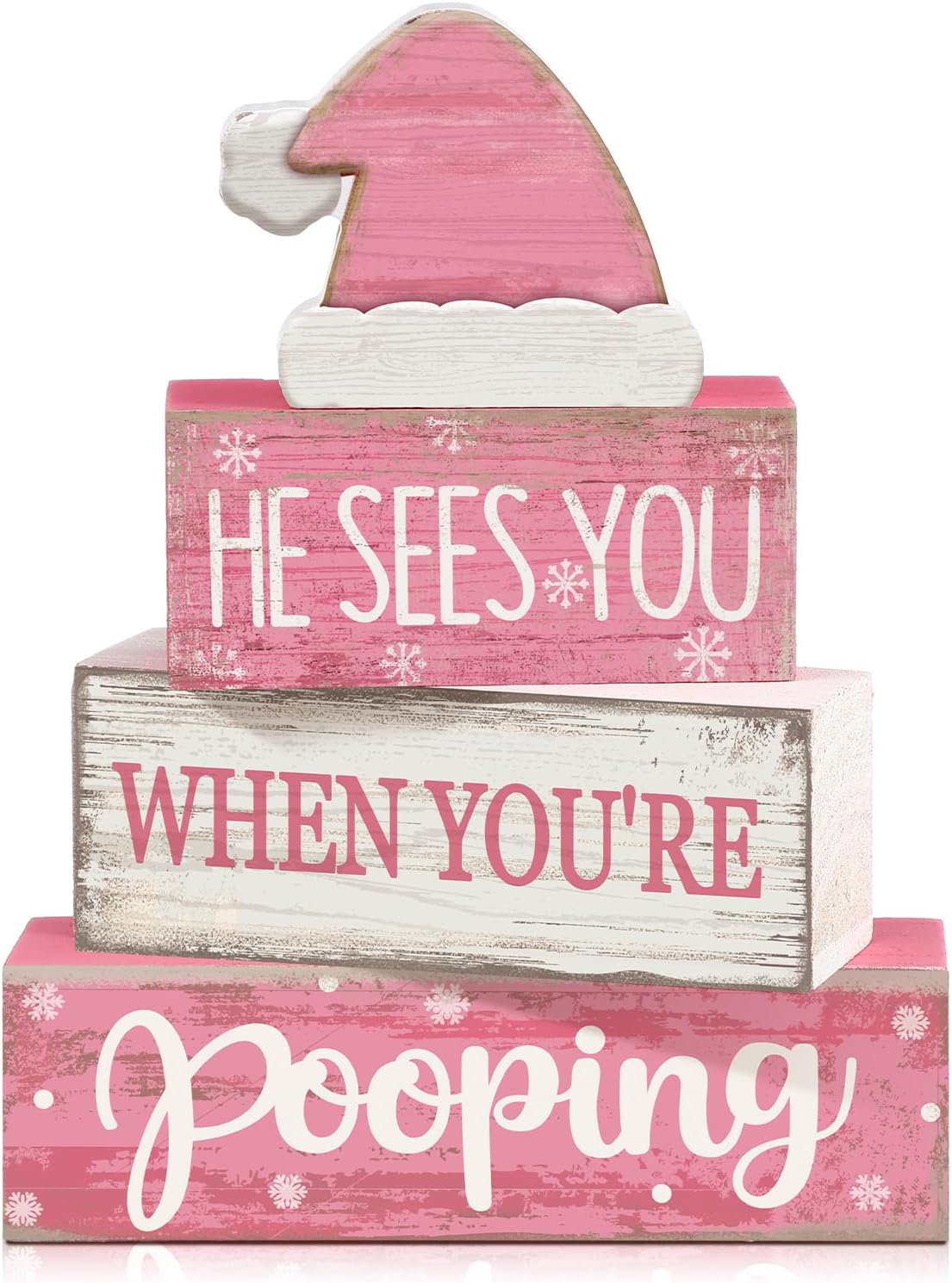 Moucuny 4 Pcs Christmas Table Decorations Indoor, Hot Cocoa Wood Block Sign
