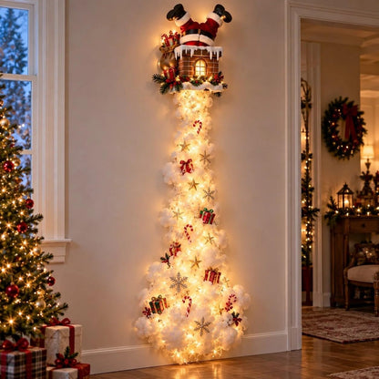 Christmas Magic Trail Wall Light -3D LED Glowing Christmas Scene Wall Decoration, Santa Sleigh Reindeer Hanging Decoration Indoor Holiday Decor for Living Room, Festive Xmas Gift，Train