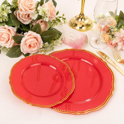 Hioasis 60 Pcs Red Gold Dessert Plates for Christmas