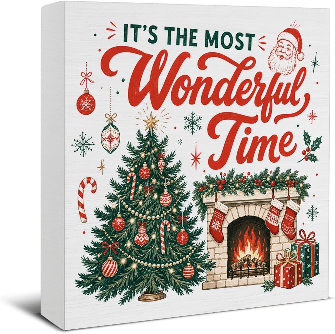 Christmas Bathroom Decorations, Funny Christmas Wood Sign Decor 5x5 Inches