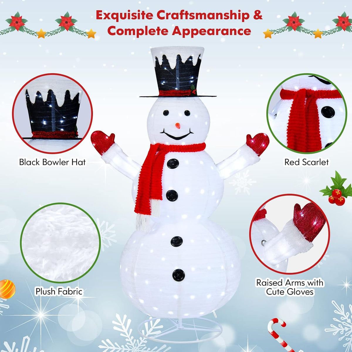 Tangkula 6 FT Lighted Christmas Snowman, Pop-Up 3D Xmas Pre-lit Snowman
