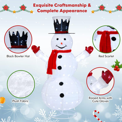Tangkula 6 FT Lighted Christmas Snowman, Pop-Up 3D Xmas Pre-lit Snowman