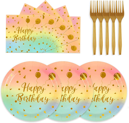 Paper Plates and Napkins Set, Red and Gold Dot, 75PCS, Serves 25