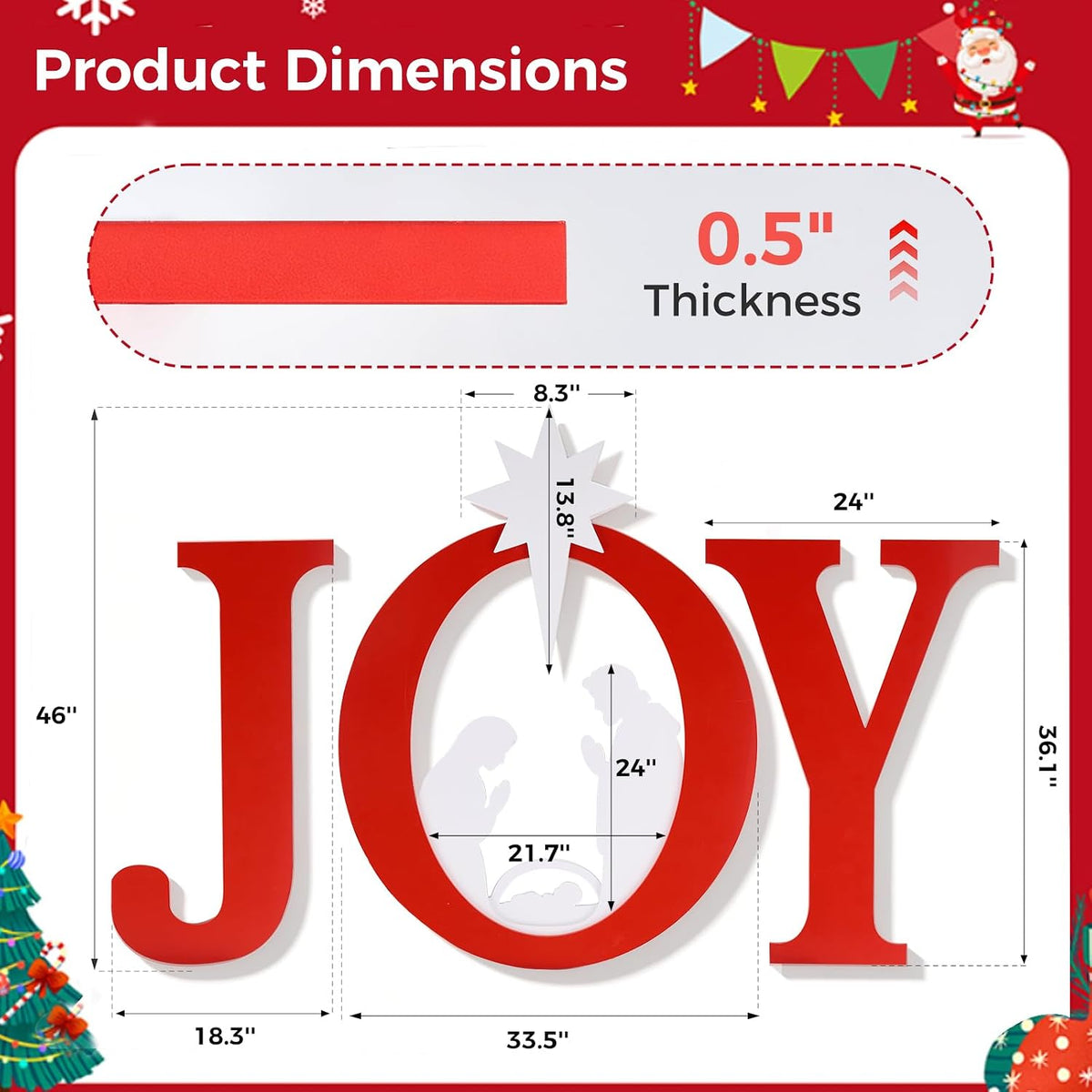DUMOS 46 Inch Joy Christmas Decorations, Outdoor Nativity Set Scene