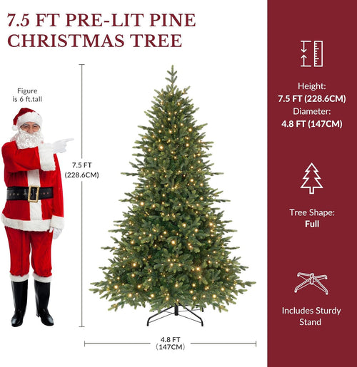 SHareconn 7.5ft Prelit Artificial Fir Christmas Tree with Dual Color Lights