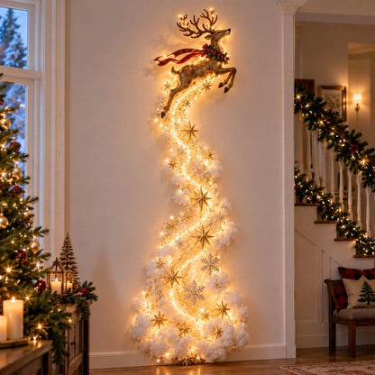 Christmas Magic Trail Wall Light -3D LED Glowing Christmas Scene Wall Decoration, Santa Sleigh Reindeer Hanging Decoration Indoor Holiday Decor for Living Room, Festive Xmas Gift，Train
