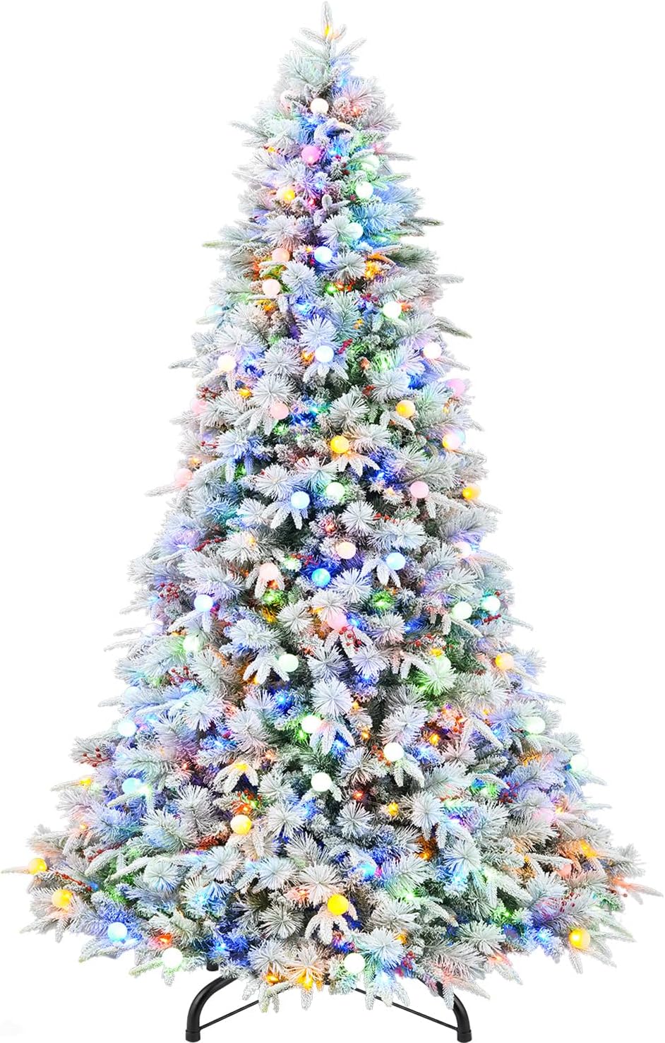 Hykolity 7.5 ft Prelit Christmas Tree with Realistic PE Foliage
