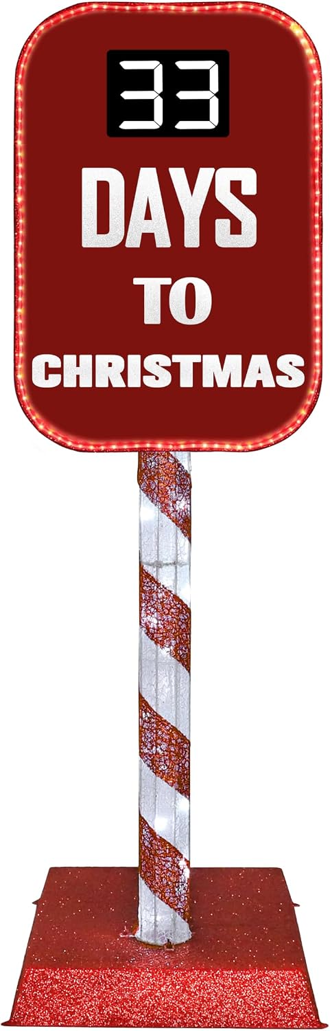 5FT Lighted Freestanding Christmas Countdown Sign w/Remote Control