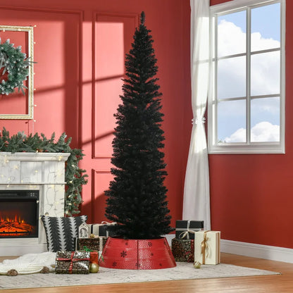 7 FT Unlit Artificial Slim Noble Fir Christmas Tree with 499 Realistic Branch Tips (Black)