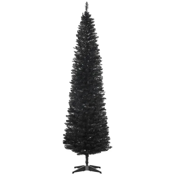 7 FT Unlit Artificial Slim Noble Fir Christmas Tree with 499 Realistic Branch Tips (Black)
