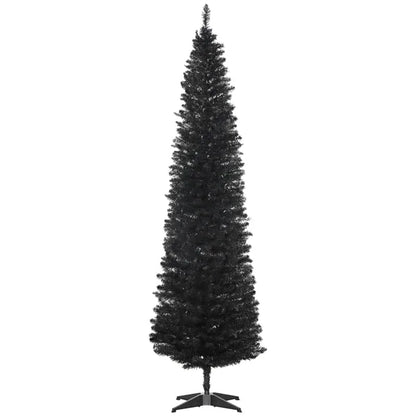 7 FT Unlit Artificial Slim Noble Fir Christmas Tree with 499 Realistic Branch Tips (Black)