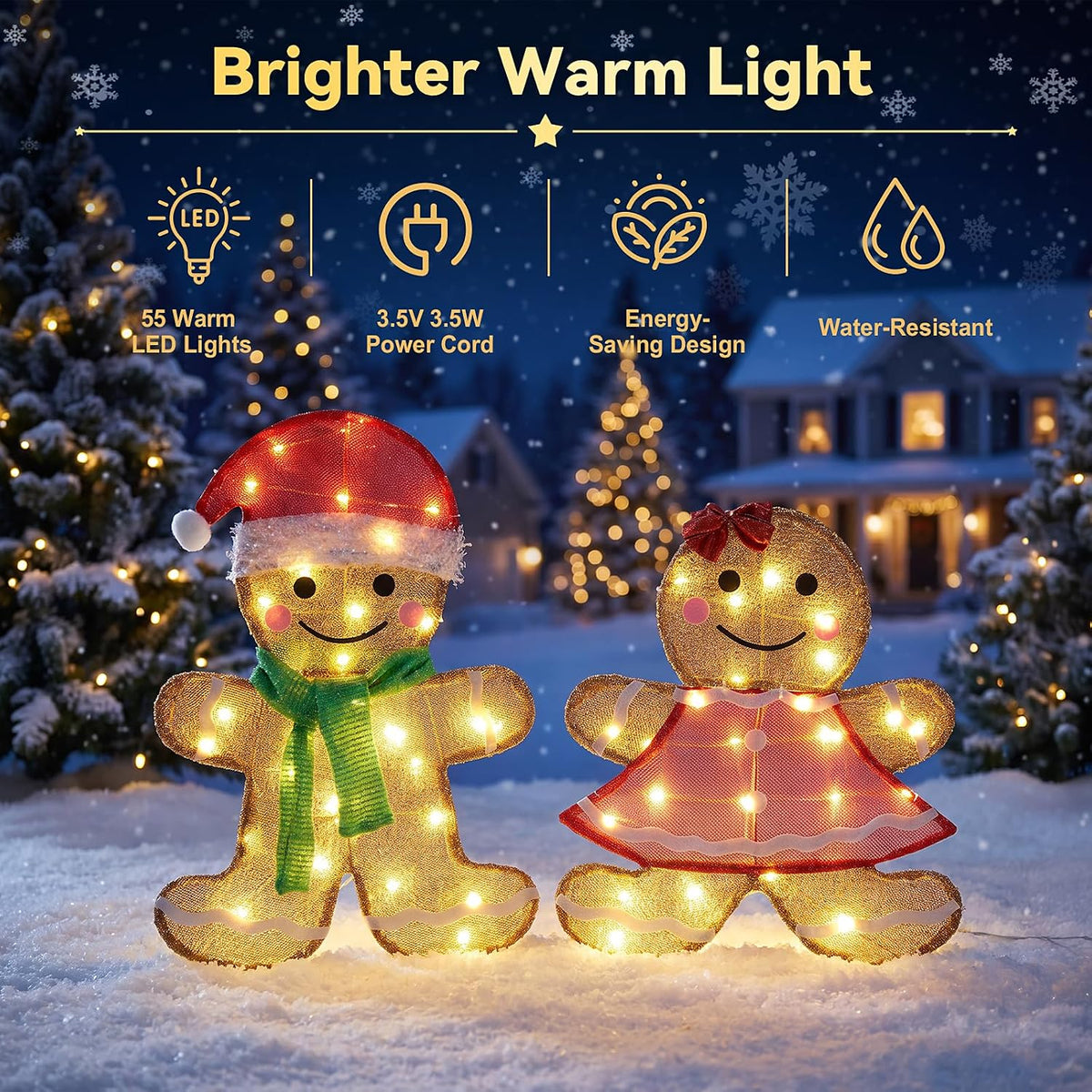 DUMOS Christmas Outdoor Decorations, Set of 2 Lighted Yard Figures