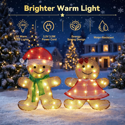 DUMOS Christmas Outdoor Decorations, Set of 2 Lighted Yard Figures