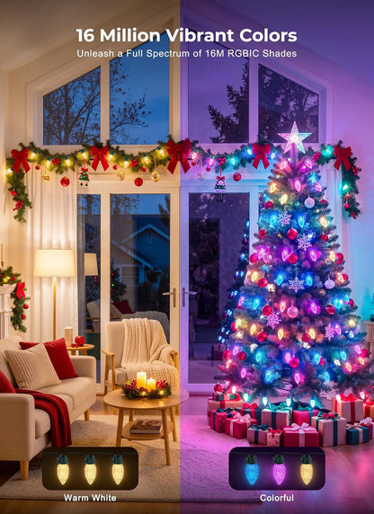100LED Outdoor Christmas Lights, Smart APP & Remote, DIY, Music Sync, Timer