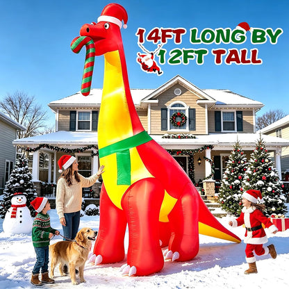 12 Ft Giant Christmas Inflatables Santa Dinosaur Outdoor Decorations