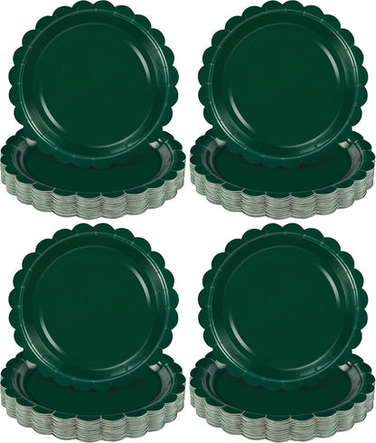 NatNarr 30 Pcs Red Paper Plates 9" Scalloped Red White Party Plates