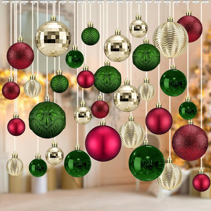 36 Pcs Christmas Balls Ornaments for Ceiling, Red, Gold